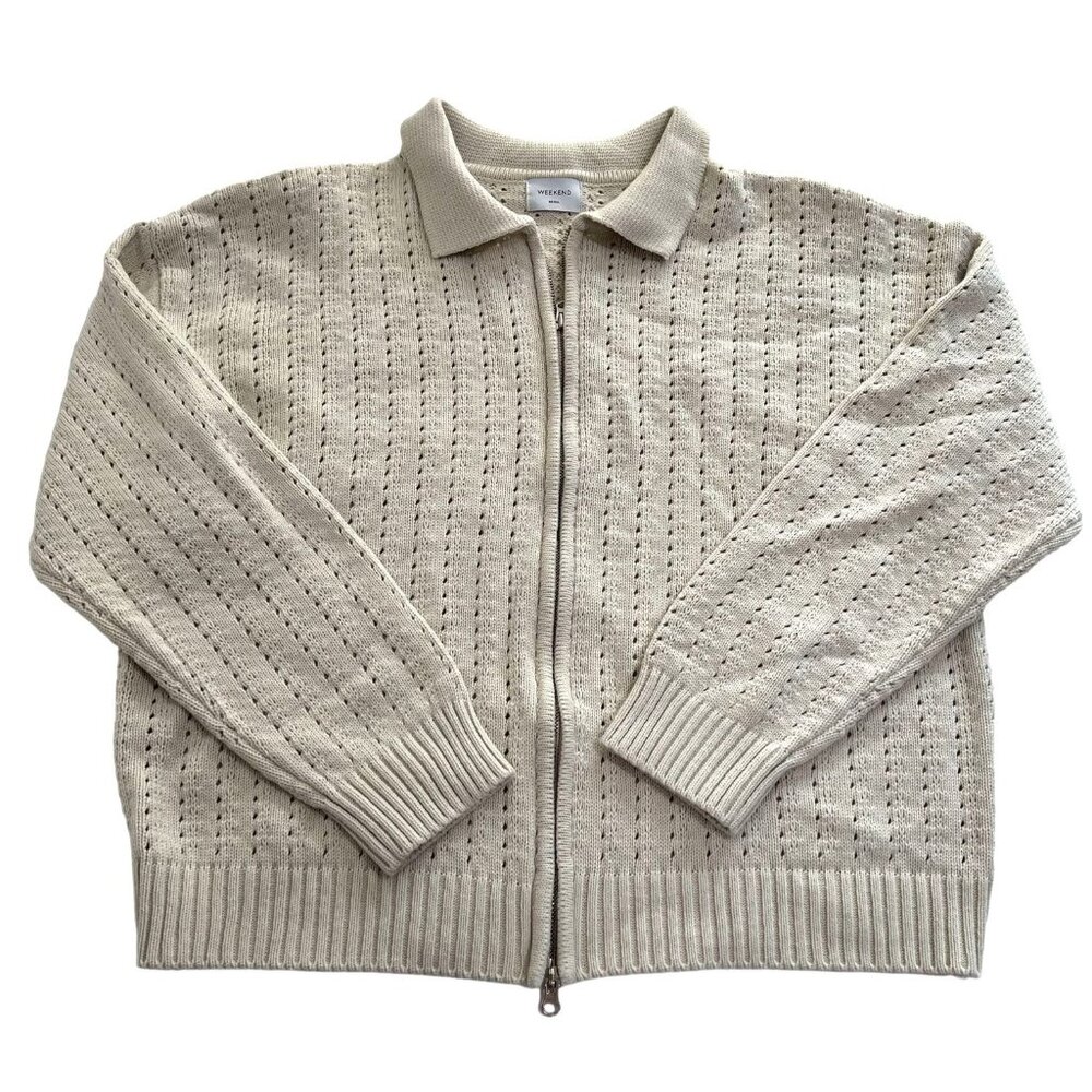 WEEKEND Seoul Full Zip Knit Sweater in Cream